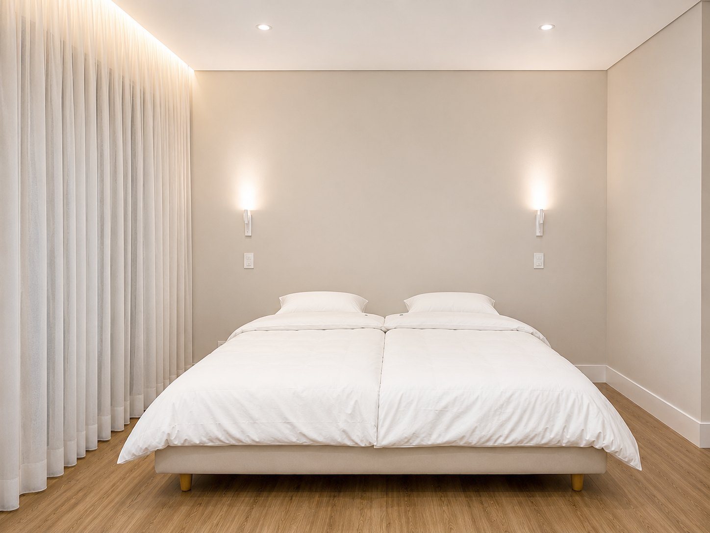 Cama com dois duvets Aurora brancos